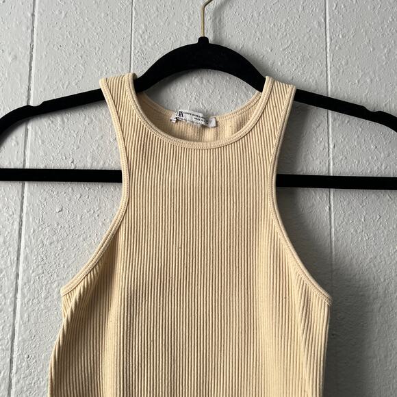 Zara Bodysuit Womens XS Ribbed Stretch Racerback Coquette Capsule Minimalist - Picture 2 of 8
